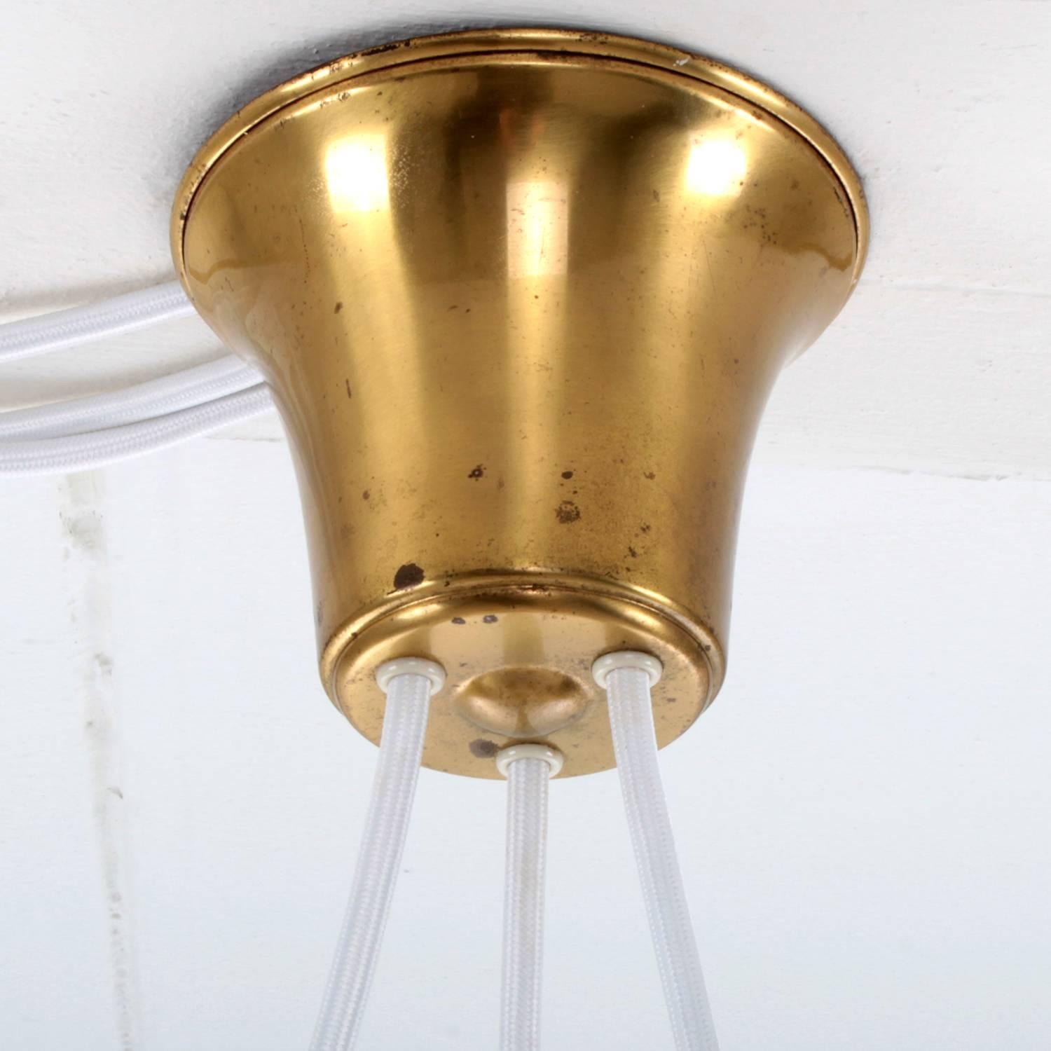 20th Century Ring Chandelier, Opal and Brass by Bent Karlby for Lyfa, 1940s For Sale