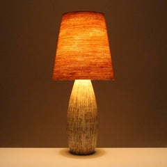 Large Stoneware Table Lamp by Soholm, 1960s, Beautiful Striped Lamp Stand