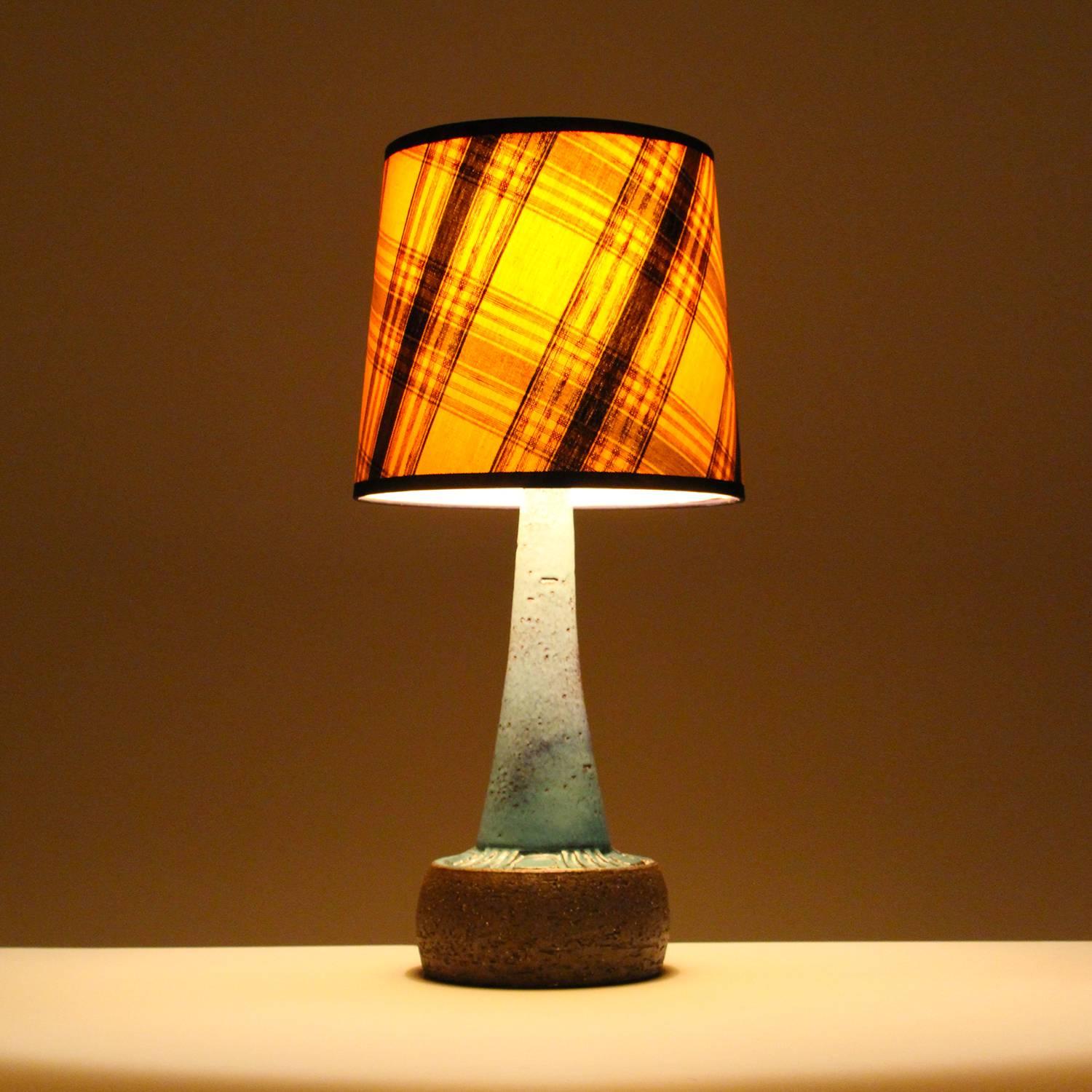 Danish Blue Stoneware Table Lamp by Sejer Keramikfabrik, 1960s