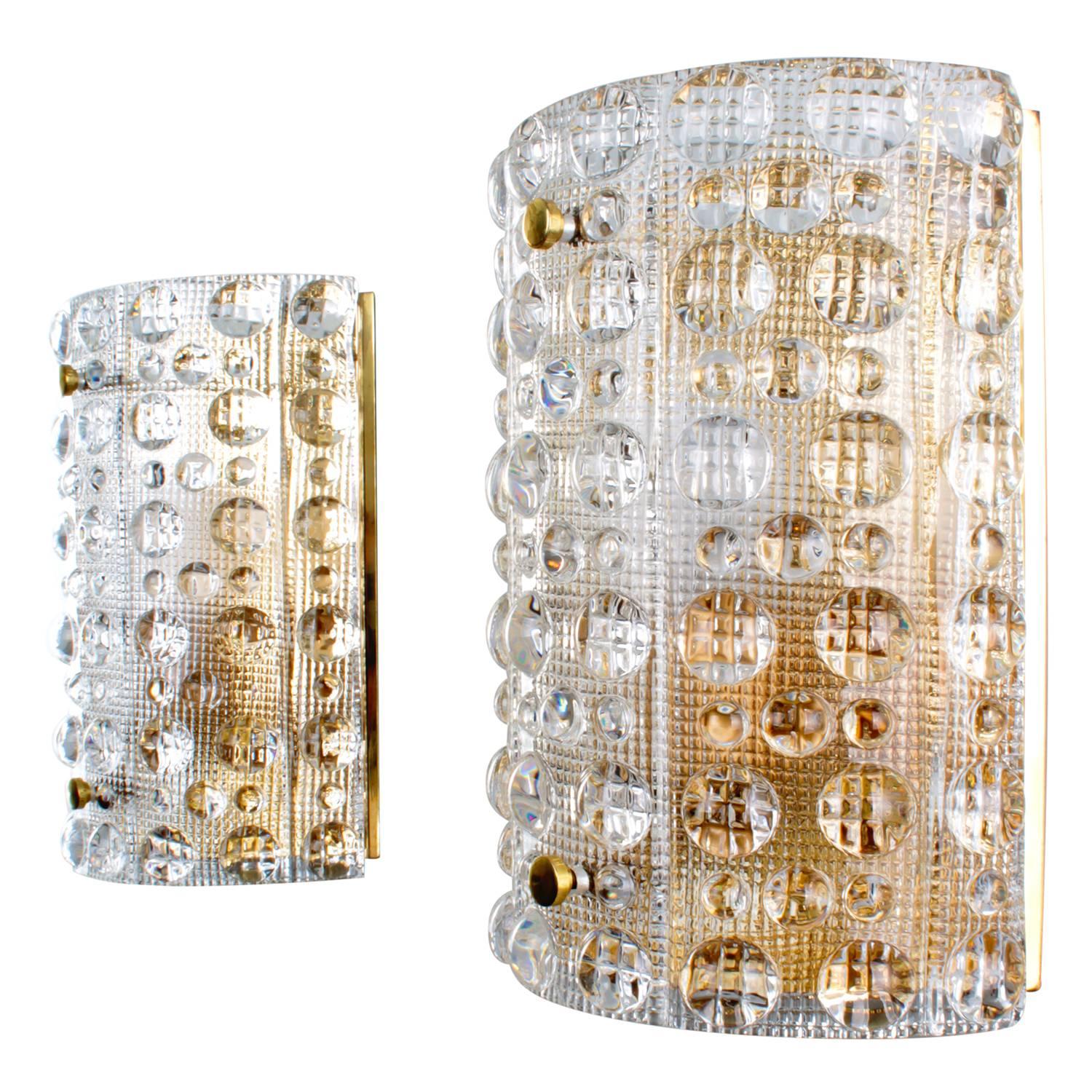 Danish Pair of Crystal Sconces, Wall Lamps, Carl Fagerlund, Orrefors, Rare Wall Lights For Sale