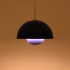 Flowerpot by Verner Panton, Louis Poulsen, 1968, Vintage Blue Enameled Pendant
