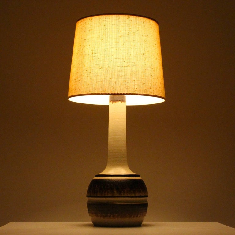 Glazed Large Stoneware Table Lamp by Axella Design, 1970s, Danish Modern Table Light For Sale
