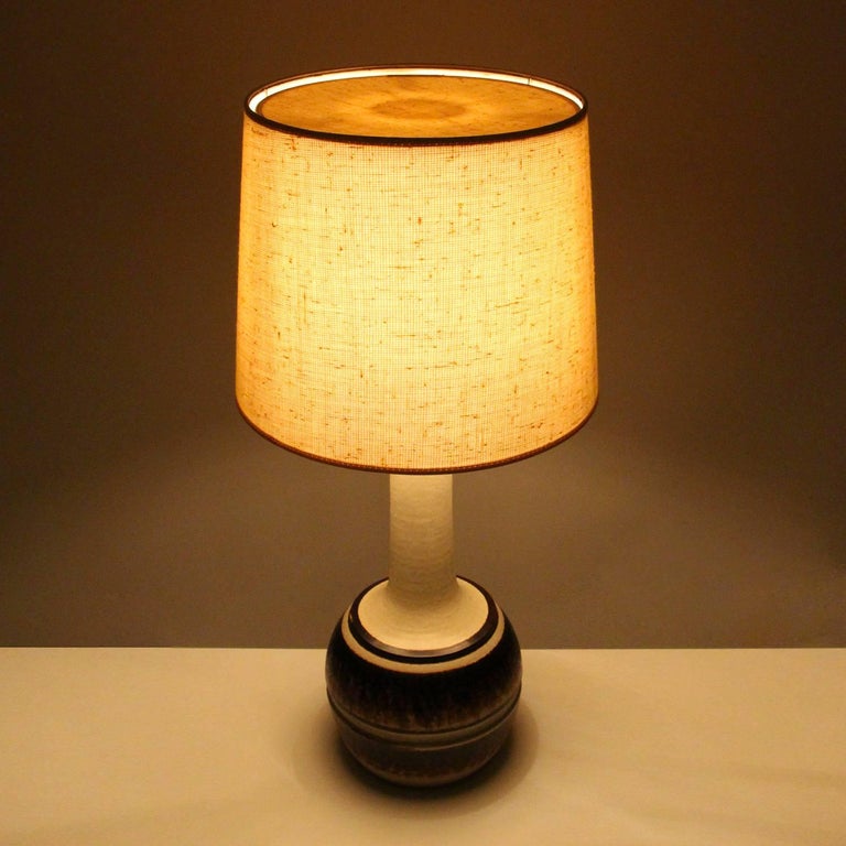 Late 20th Century Large Stoneware Table Lamp by Axella Design, 1970s, Danish Modern Table Light For Sale