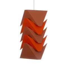 Vintage EKKO Pendant by Louis Weisdorf for Lyfa, 1968, Brown and Orange Ceiling Light