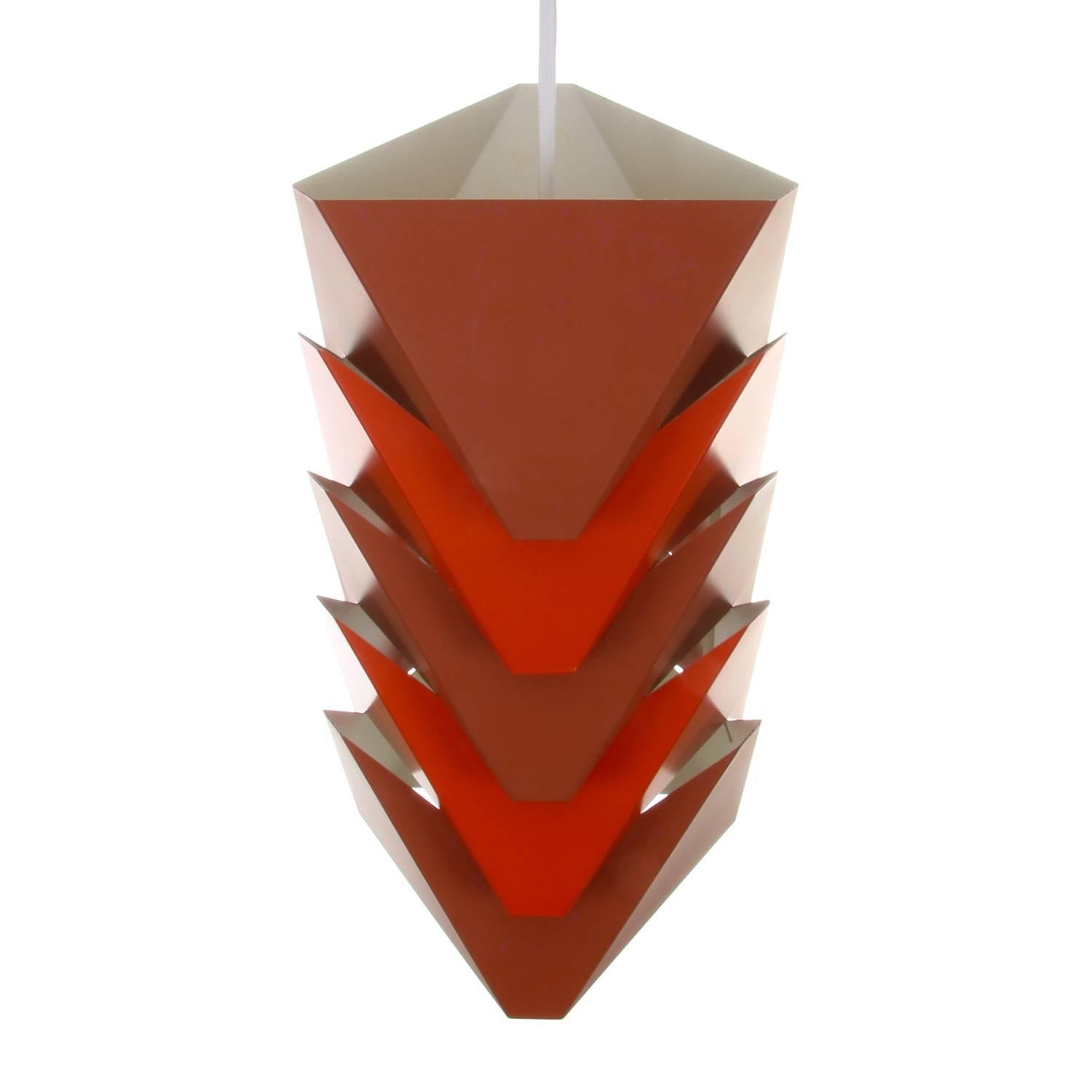 20th Century EKKO Pendant by Louis Weisdorf for Lyfa, 1968, Brown and Orange Ceiling Light For Sale