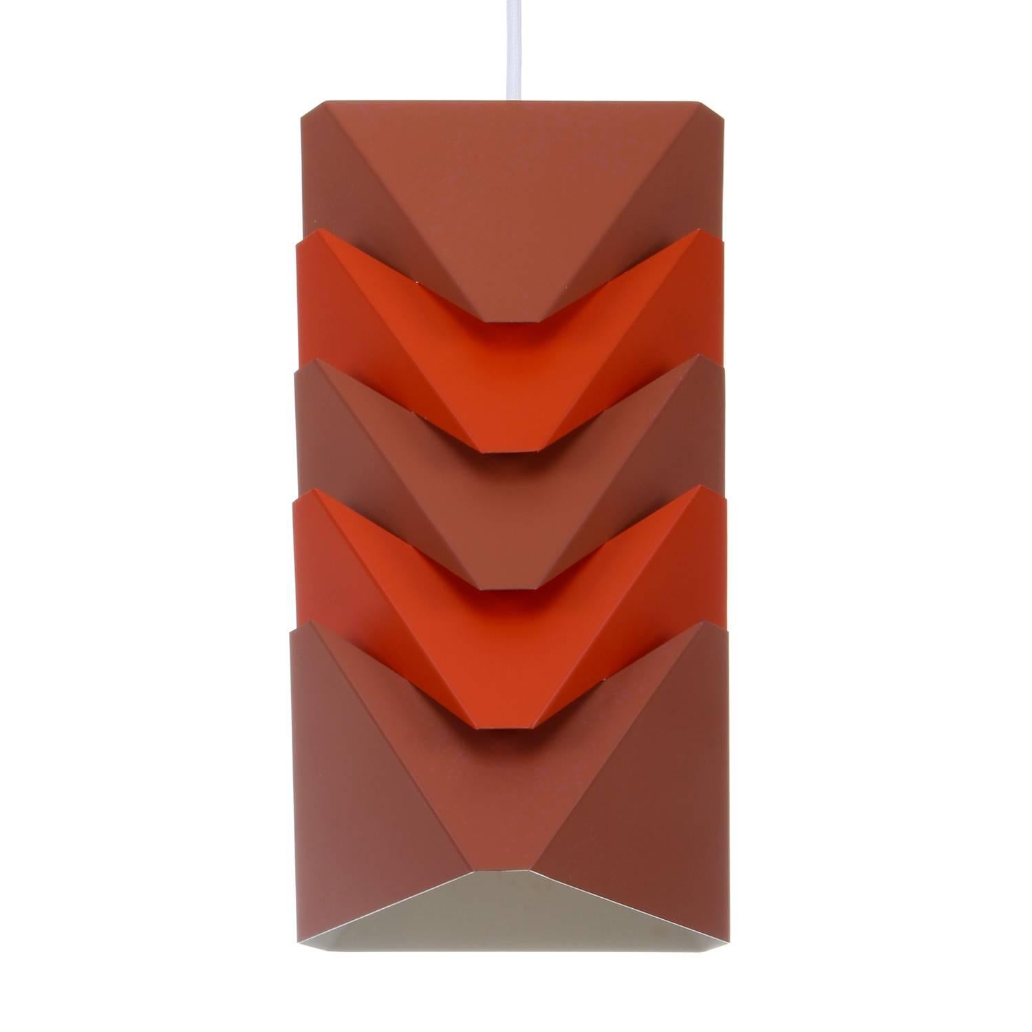 Lacquered EKKO Pendant by Louis Weisdorf for Lyfa, 1968, Brown and Orange Ceiling Light For Sale