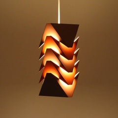 EKKO Pendant by Louis Weisdorf for Lyfa, 1968, Brown and Orange Ceiling Light