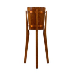 Teak Wine Cooler or Flower Stand, Vintage Copper Bound Teak Barrel