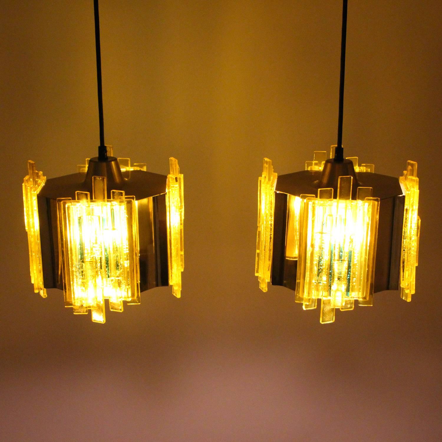 Yellow Plexiglas Pendant Pair by Claus Bolby, Cebo Industri, 1970s In Good Condition For Sale In Frederiksberg, DK