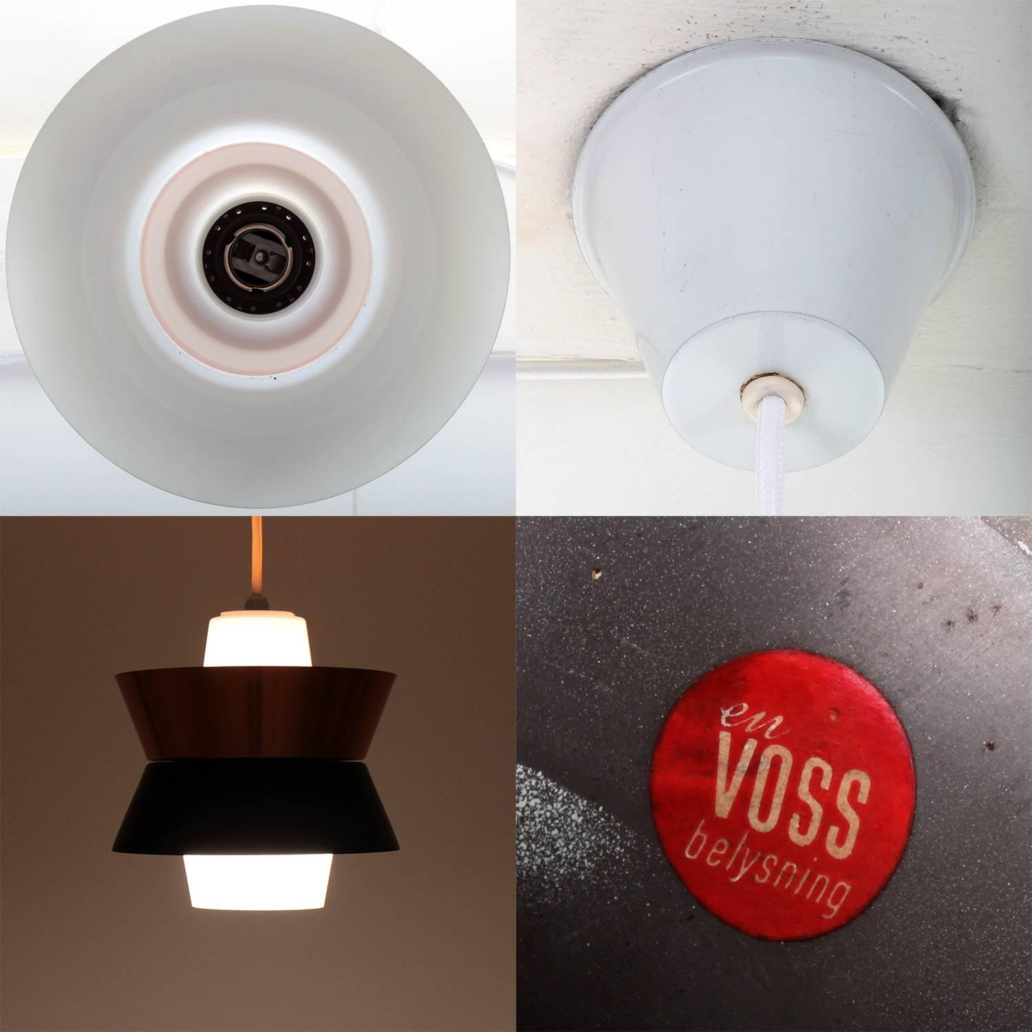 20th Century Copper and Black Pendant by Voss in the 1950s, Danish Midcentury Ceiling Light For Sale