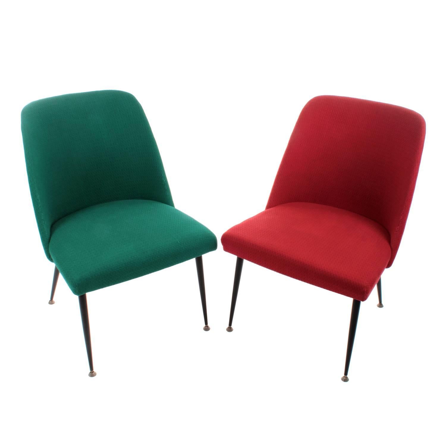 Pair of Chairs, circa 1950s Scandinavian Modern Recliners with Fabric Upholstery For Sale