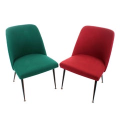 Pair of Chairs, circa 1950s Scandinavian Modern Recliners with Fabric Upholstery