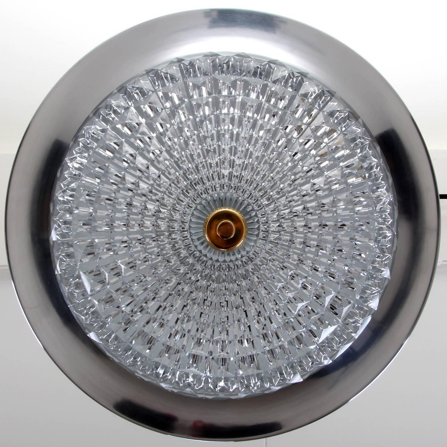 20th Century Aluminum and Crystal Pendant by Vitrika, 1960s Danish Modern Ceiling Light For Sale