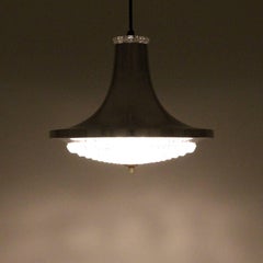 Aluminum and Crystal Pendant by Vitrika, 1960s Danish Modern Ceiling Light