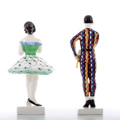 Royal Copenhagen Porcelain Figurines, Harlequin and Columbine, Factory First