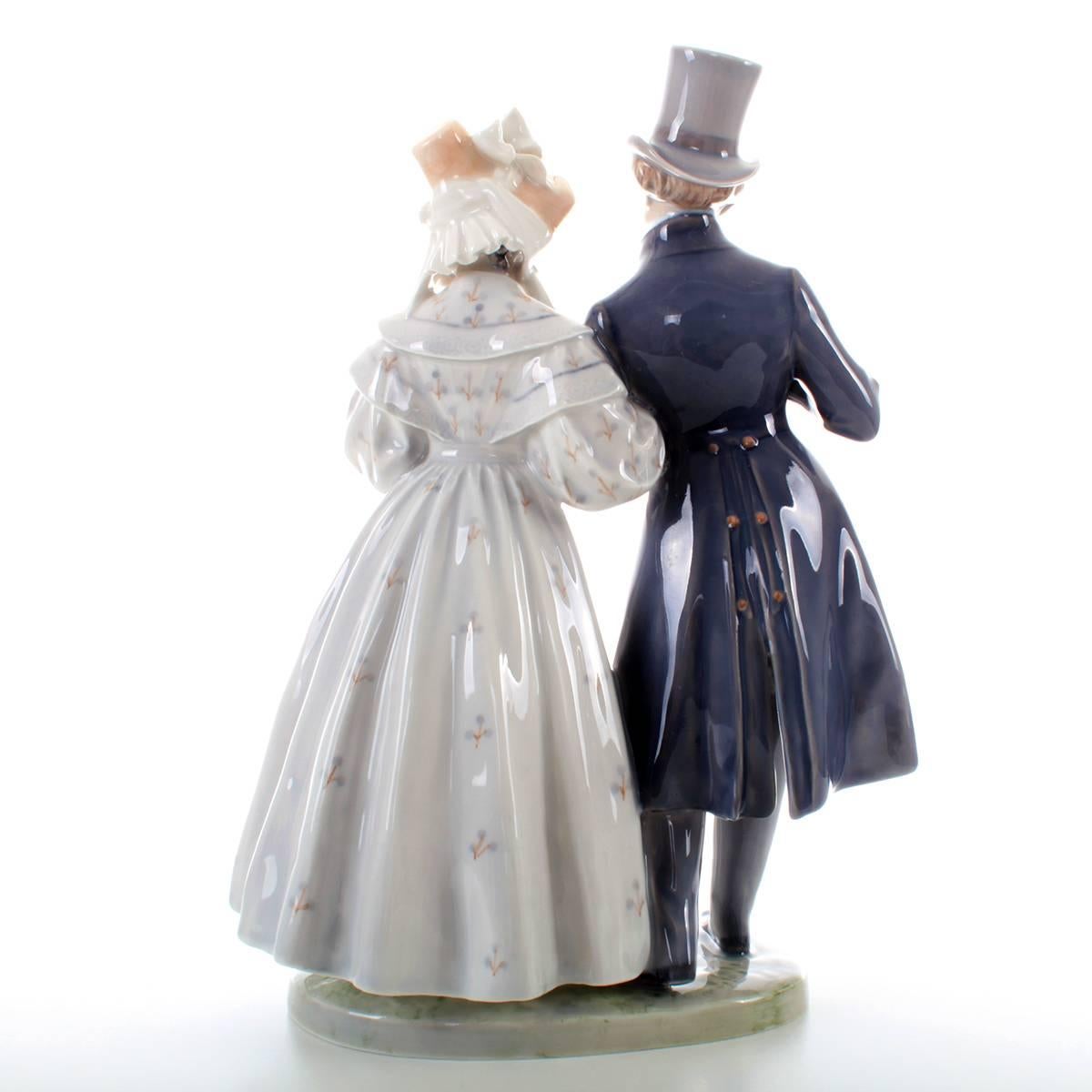 Danish Royal Copenhagen Porcelain Figurine, Evening Stroll at Tivoli, Factory First For Sale