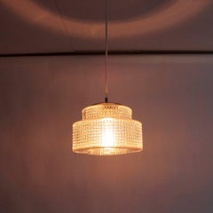 Pressed Glass with Aluminium Top, 1960s Danish Modern Ceiling Light