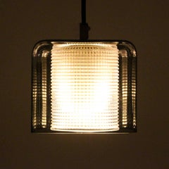 Orrefors Square Pendant Light by Lyfa/Orrefors, 1960s Rare Green Crystal Light