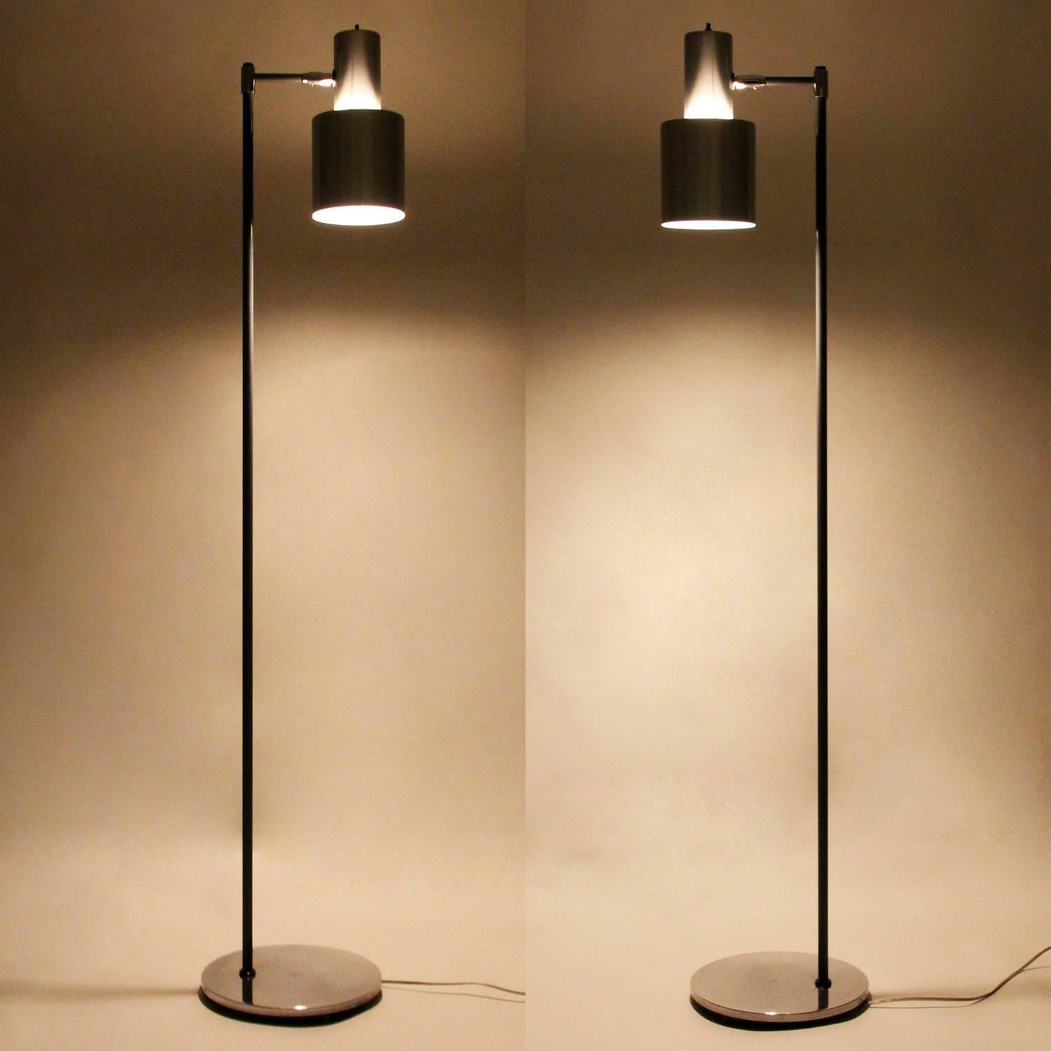 20th Century Studio, Midcentury Aluminium Floor Lamp by Jo Hammerborg, Fog & Mørup, 1963 For Sale
