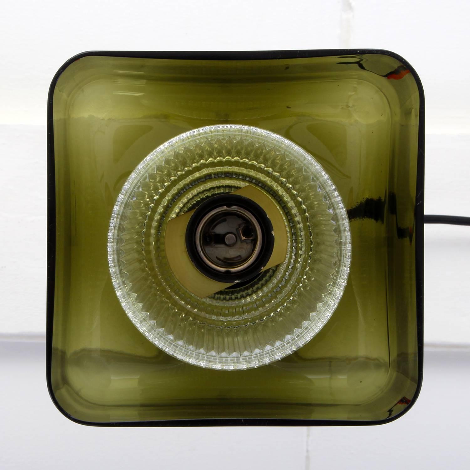 Orrefors Square Pendant Light by Lyfa/Orrefors, 1960s Rare Green Crystal Light 1