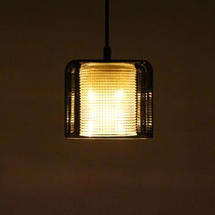 Orrefors Square Pendant Light by Lyfa/Orrefors, 1960s Rare Green Crystal Light