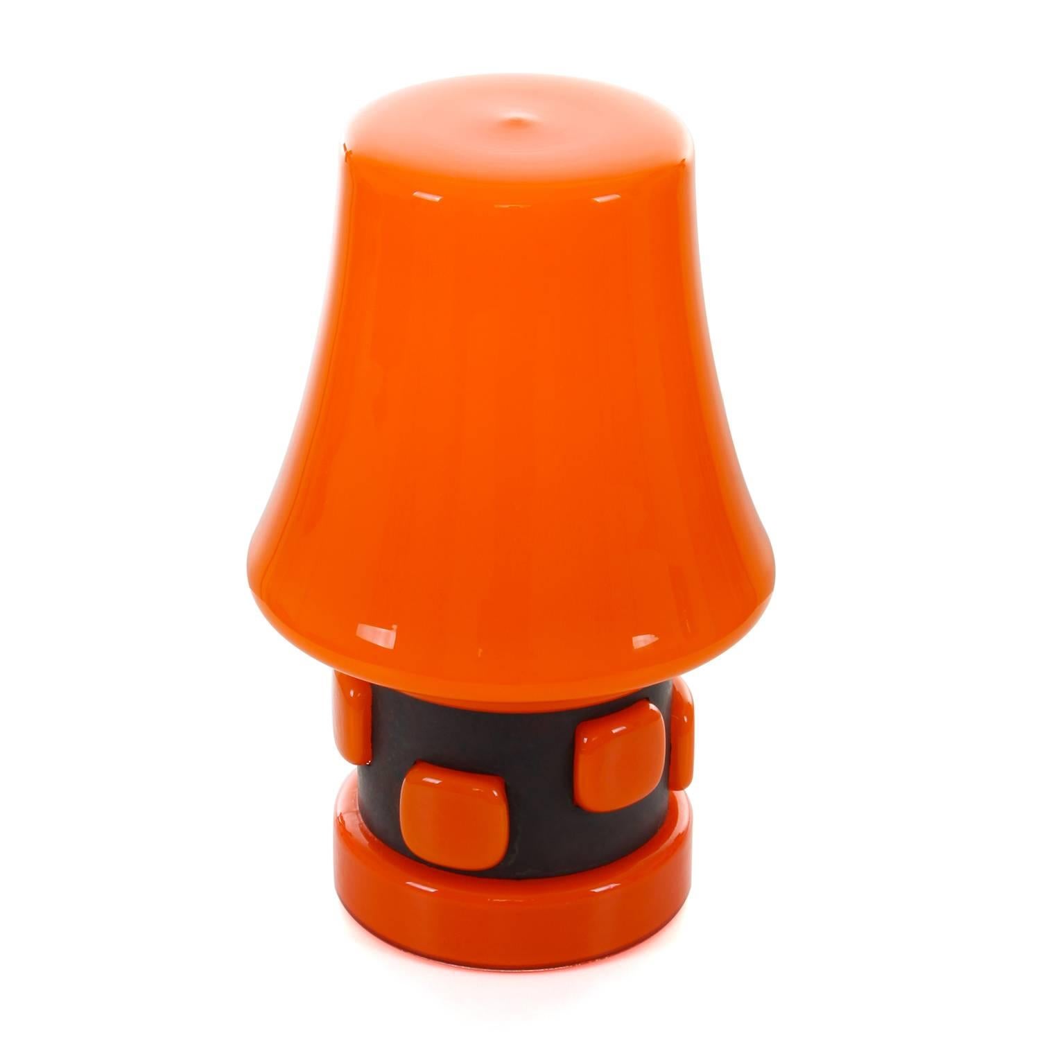 20th Century Orange Table Lamp by Danish BA, 1970s, Playful Orange Glass Table Light For Sale