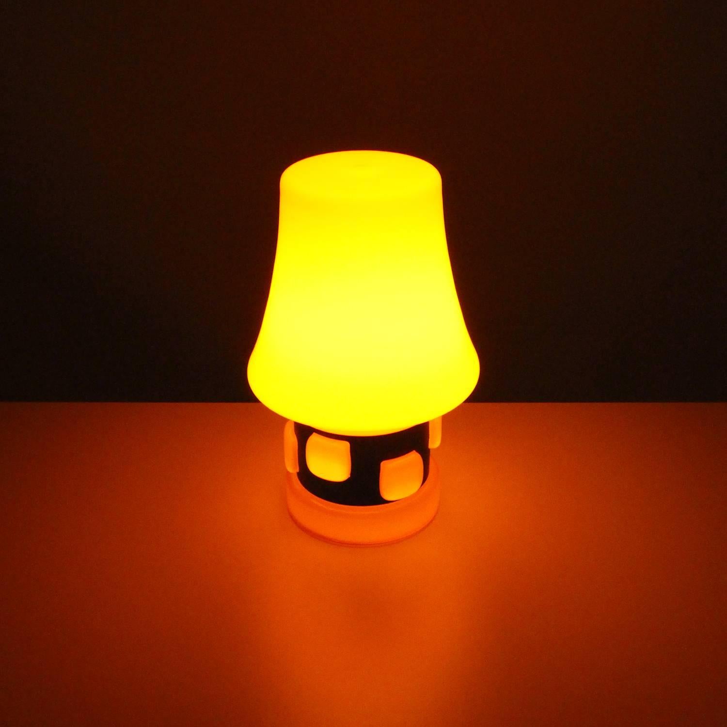 Metal Orange Table Lamp by Danish BA, 1970s, Playful Orange Glass Table Light For Sale