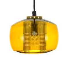 Amber Crystal Glass Pendant Light, 1960s Vintage Crystal Ceiling Light