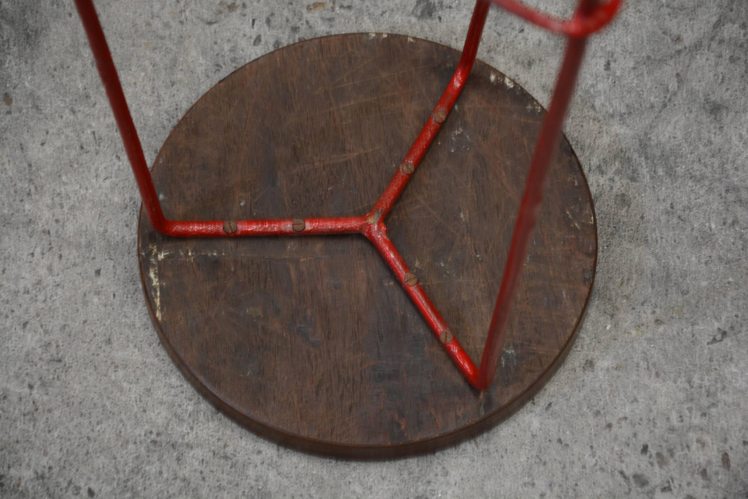 Mid-20th Century Pierre Jeanneret Unique Set of Six Hight Stools For Sale