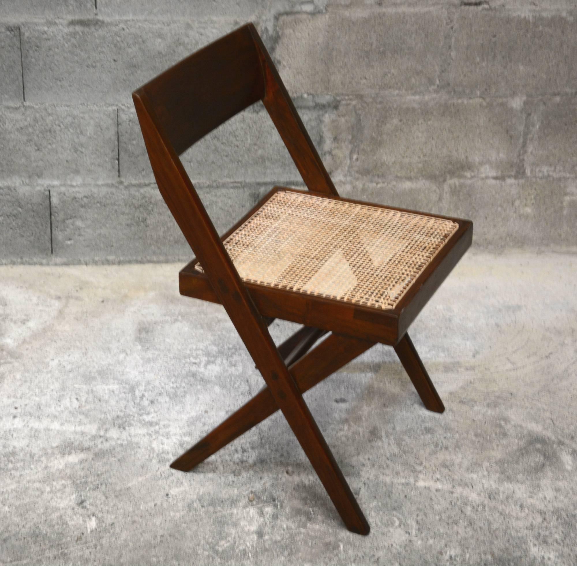Pierre Jeanneret Unique Set of Six Library Chairs In Excellent Condition In BREST, FR