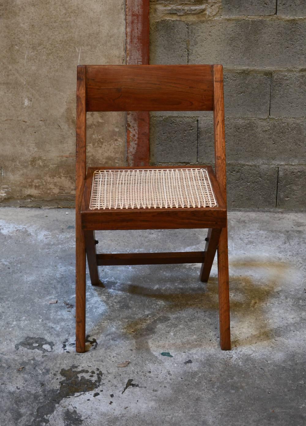 Indian Pierre Jeanneret Unique Set of 10 Library Chairs For Sale
