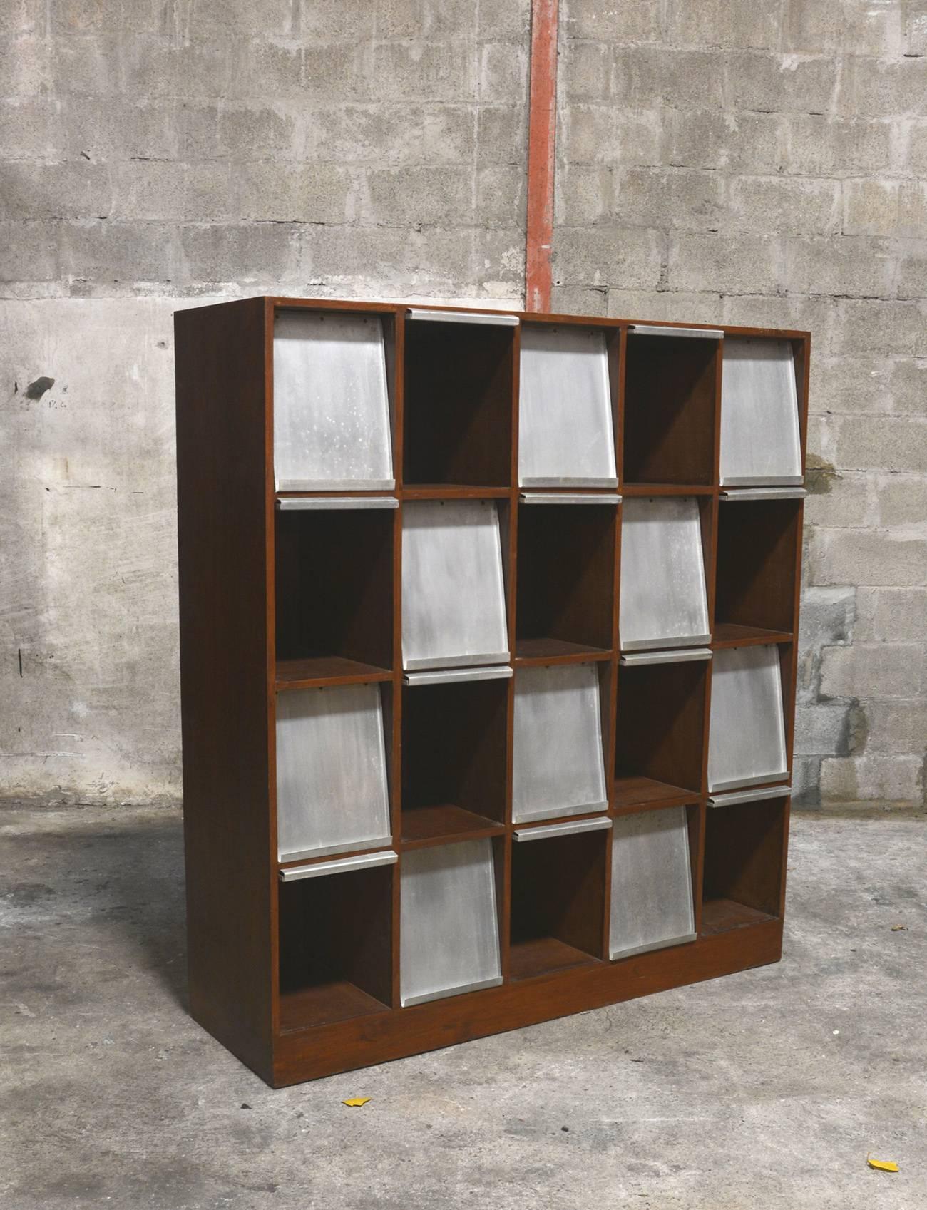 Mid-20th Century Pierre Jeanneret Very Rare Newspaper Bookcase