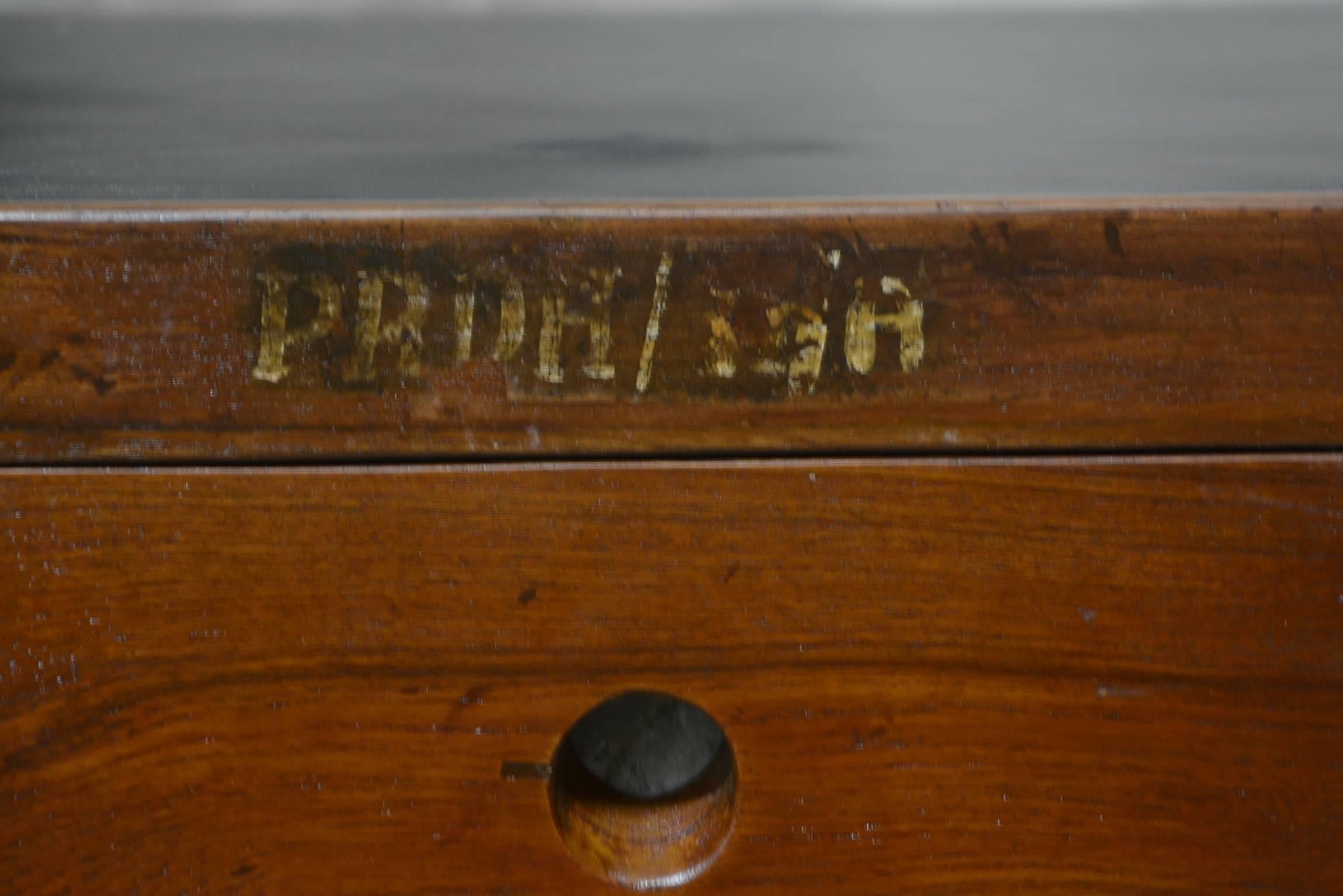 Indian Pierre Jeanneret Office Desk with Original Lettering