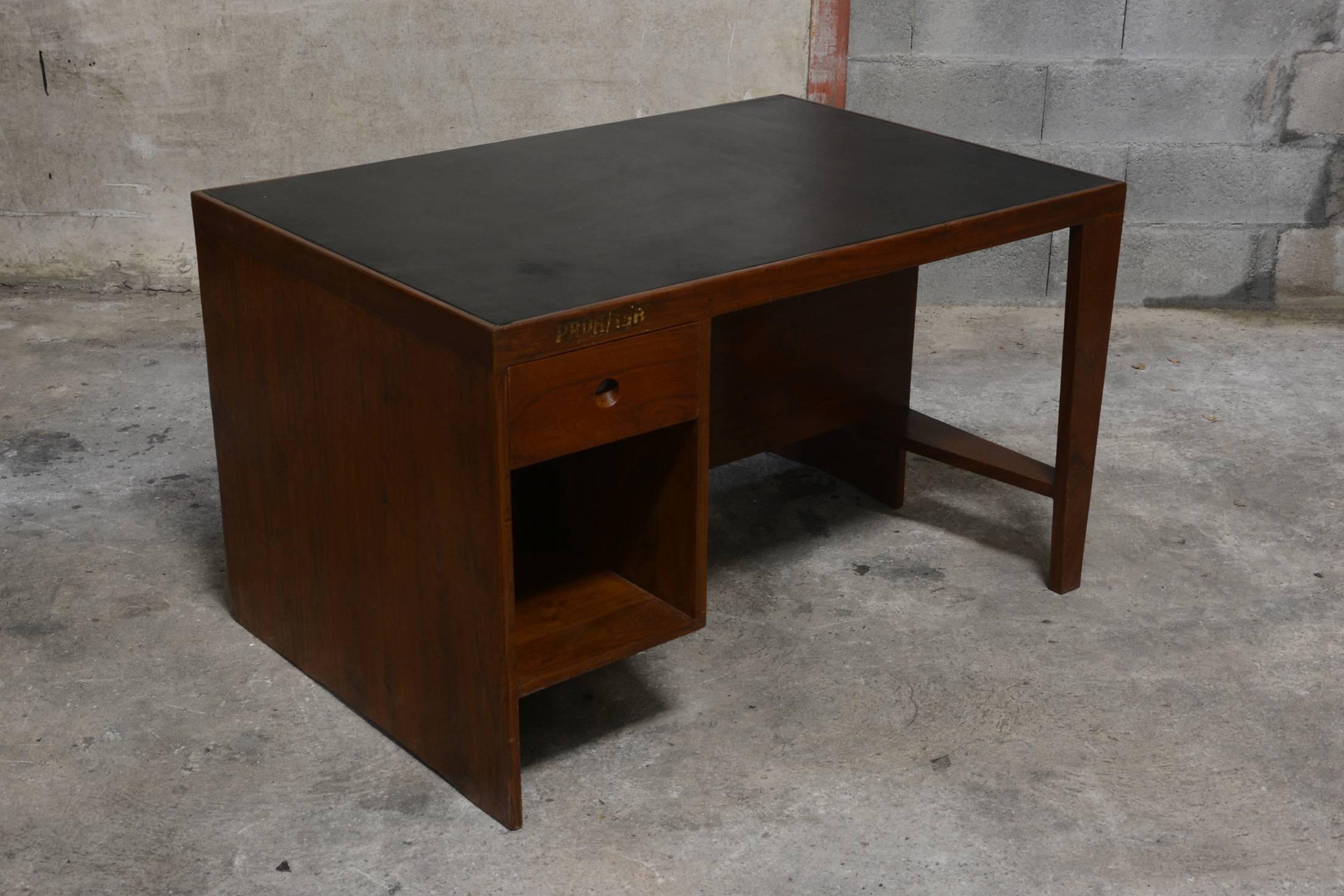 Rosewood Pierre Jeanneret Office Desk with Original Lettering