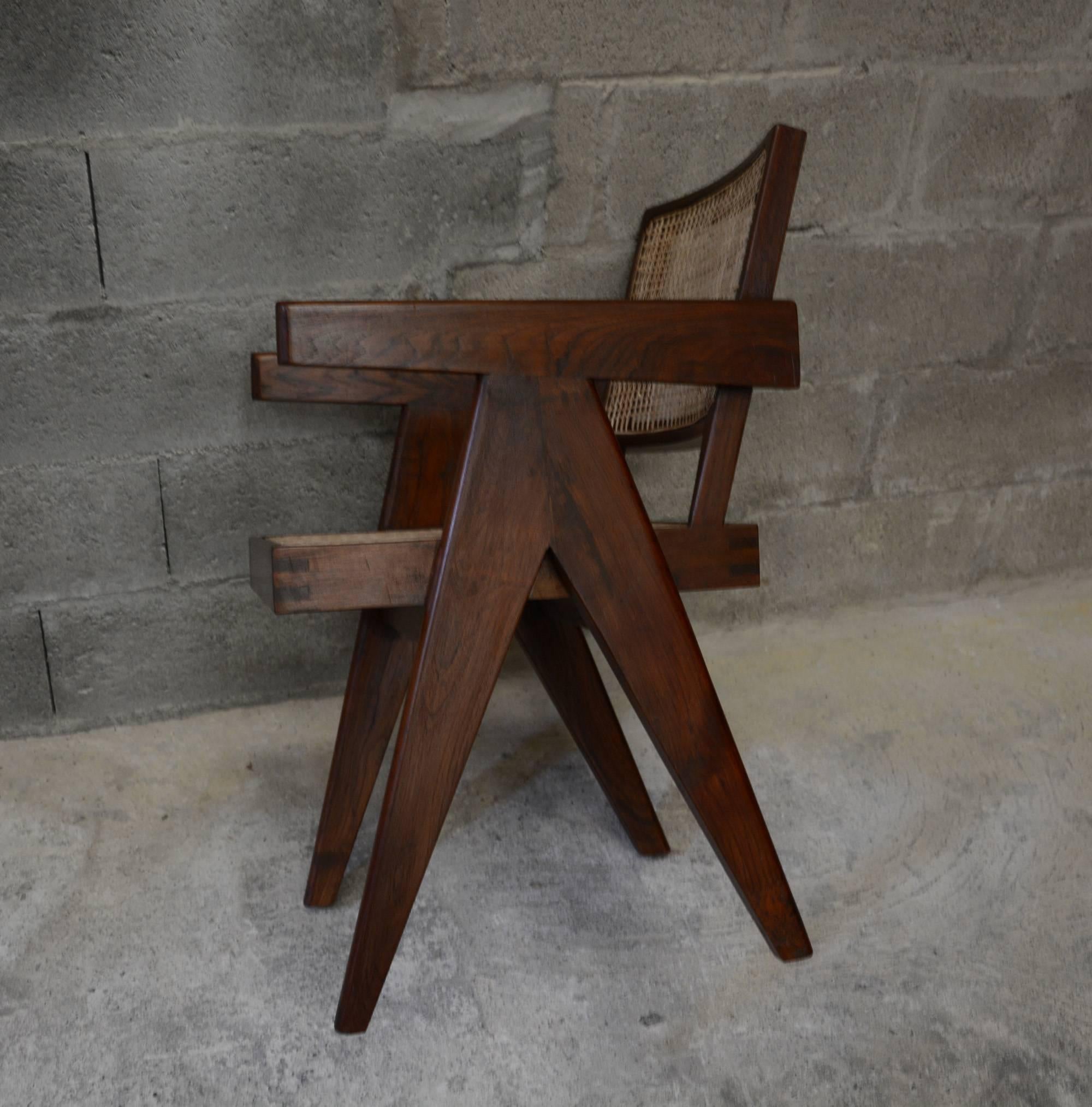 Teak Pierre Jeanneret, Rare Set of 12 Office Chairs