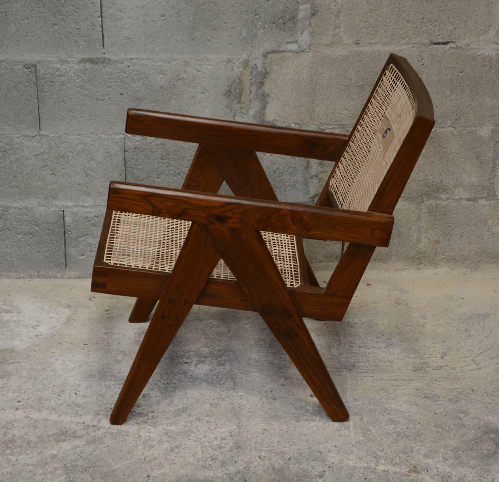 Mid-20th Century Pierre Jeanneret Pair of Easy Armchairs, circa 1955