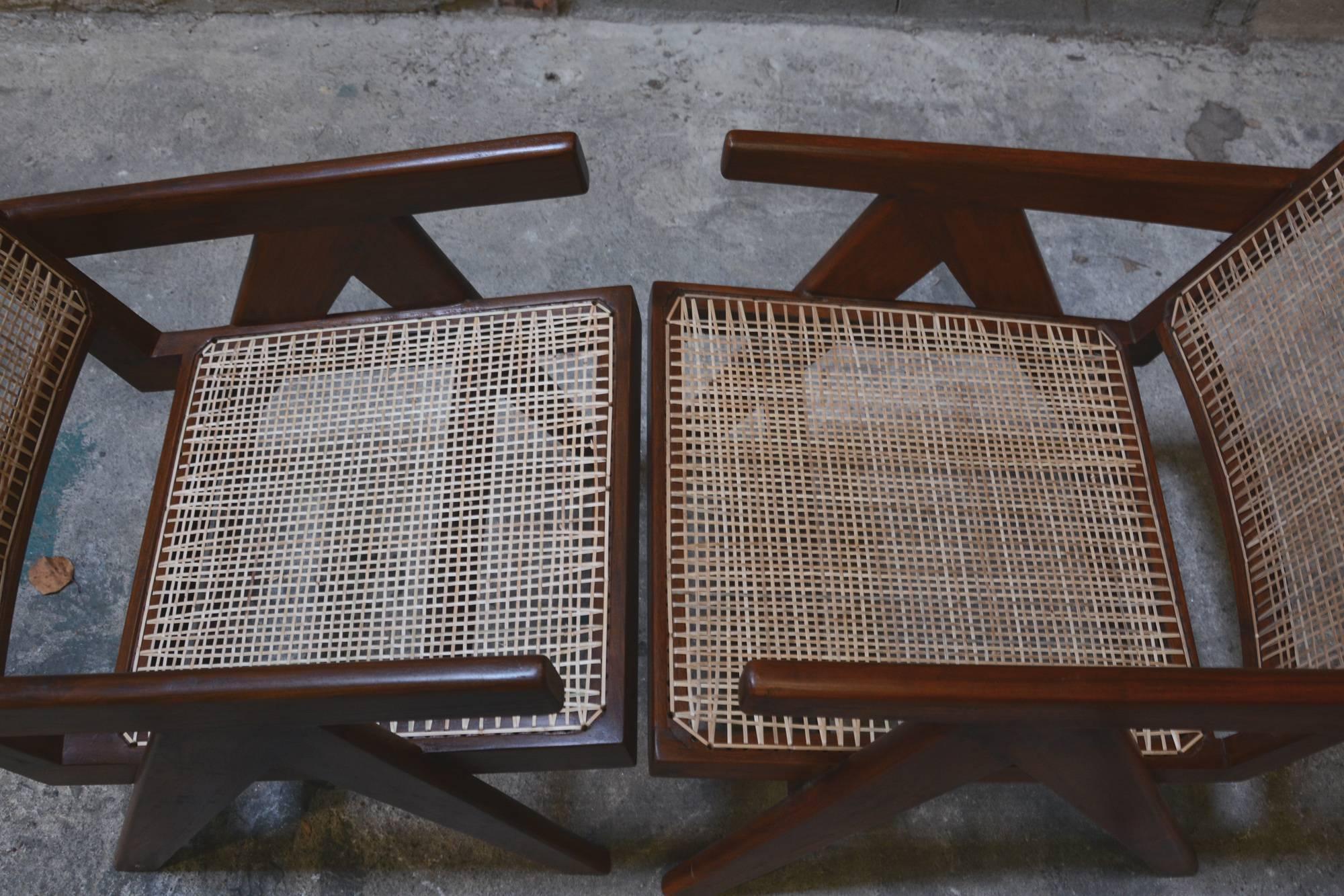 Pierre Jeanneret Pair of Easy Armchairs, circa 1955 3