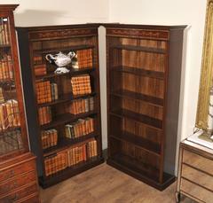 Pair of English Sheraton Style Mahogany Open Front Bookcases
