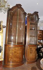 18th Century Pair of Large Antique Scottish Walnut Corner Cabinets Bookcases