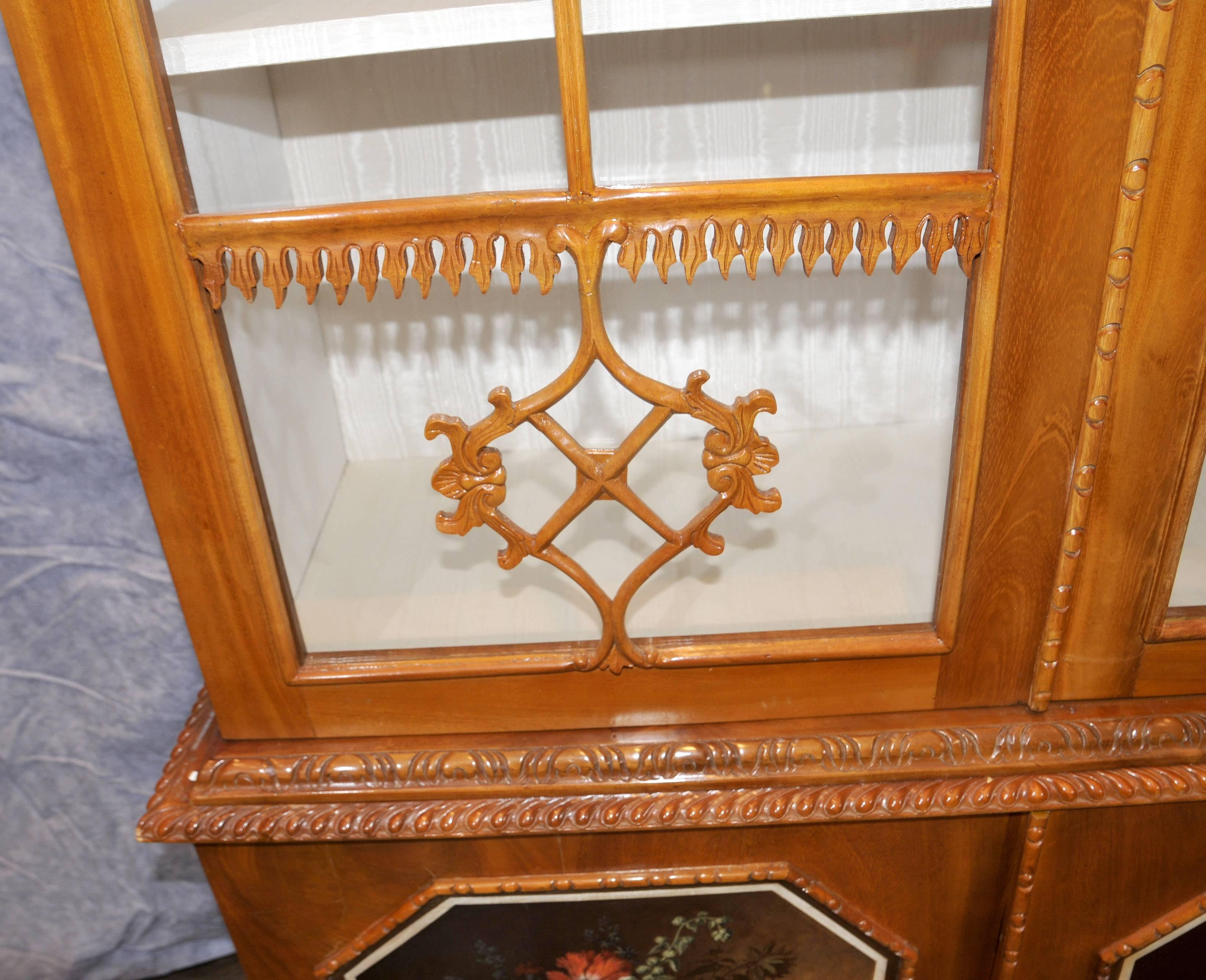 Pair of Century Antique Chippendale Glass Fronted Display Cabinets For Sale 3