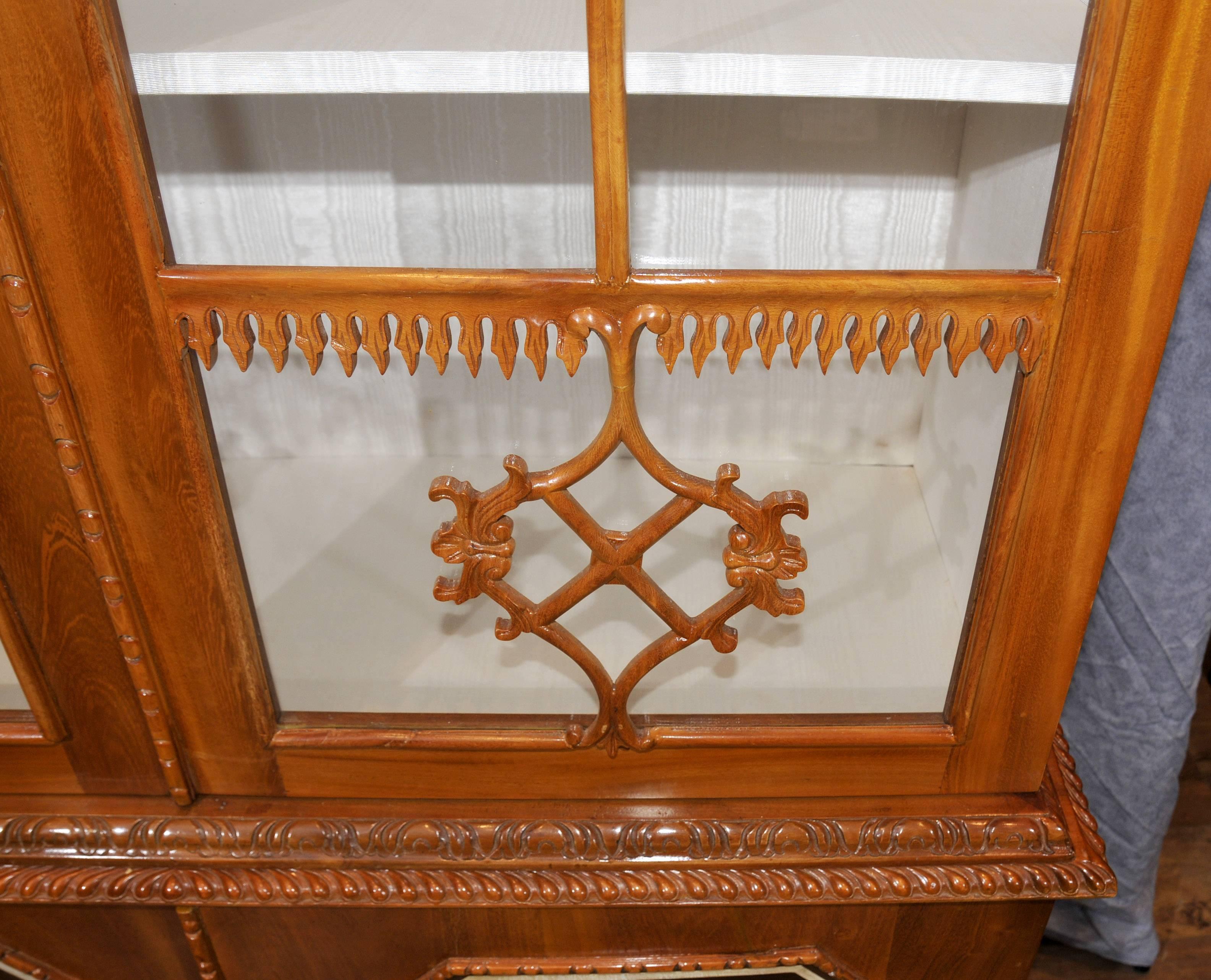 Pair of Century Antique Chippendale Glass Fronted Display Cabinets For Sale 5