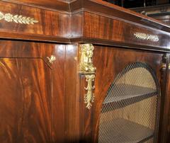 Antique French Empire Bookcase Cabinet Flame Mahogany