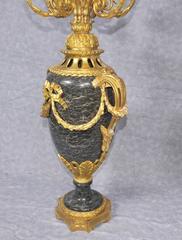 Pair of Big Louis XVI Style Marble Urns Candelabras