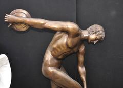 Extra Large Bronze Classic Discus Thrower Statue Figure Nude Athlete