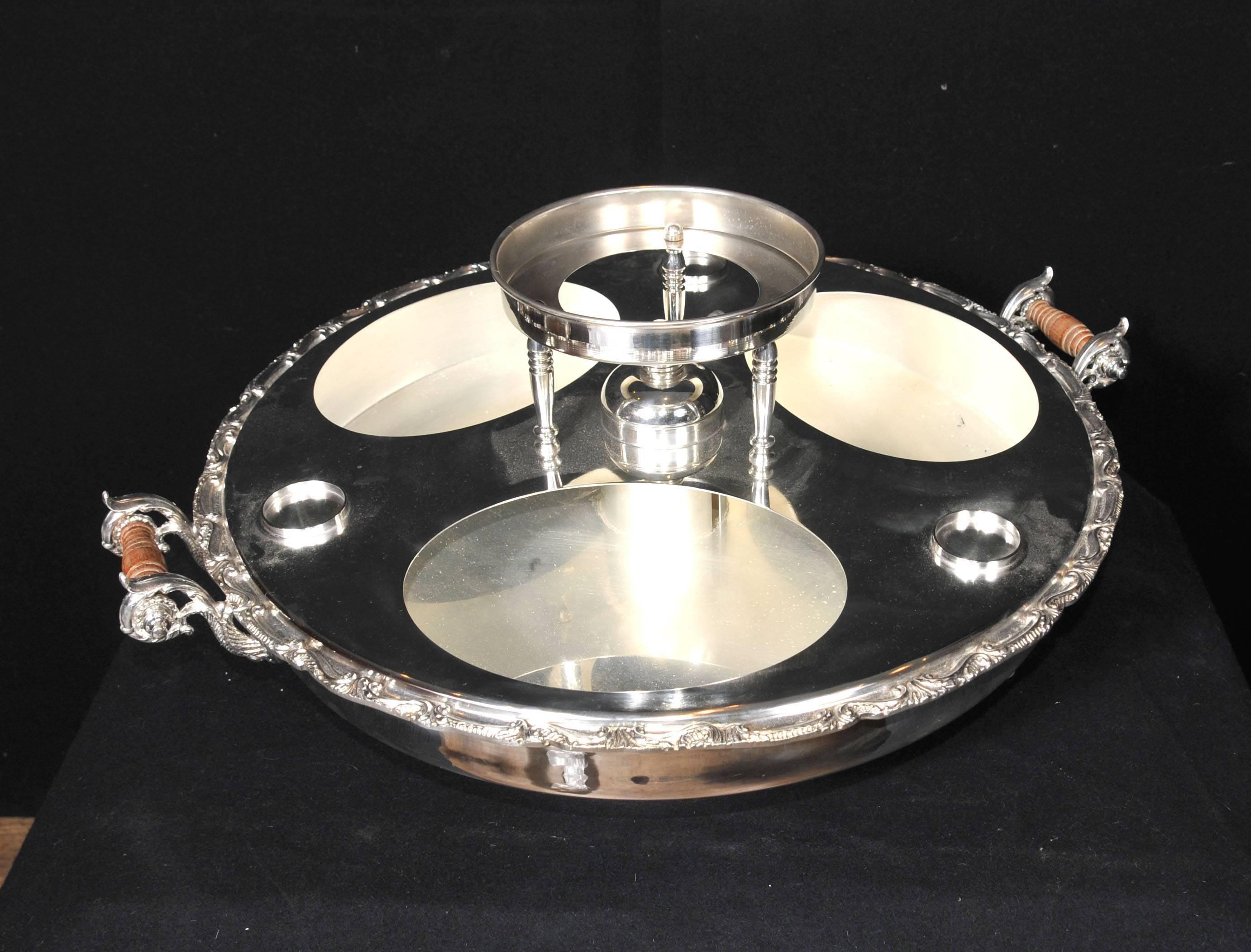 English Victorian Style Silver Plate Lazy Susan Server For Sale 1