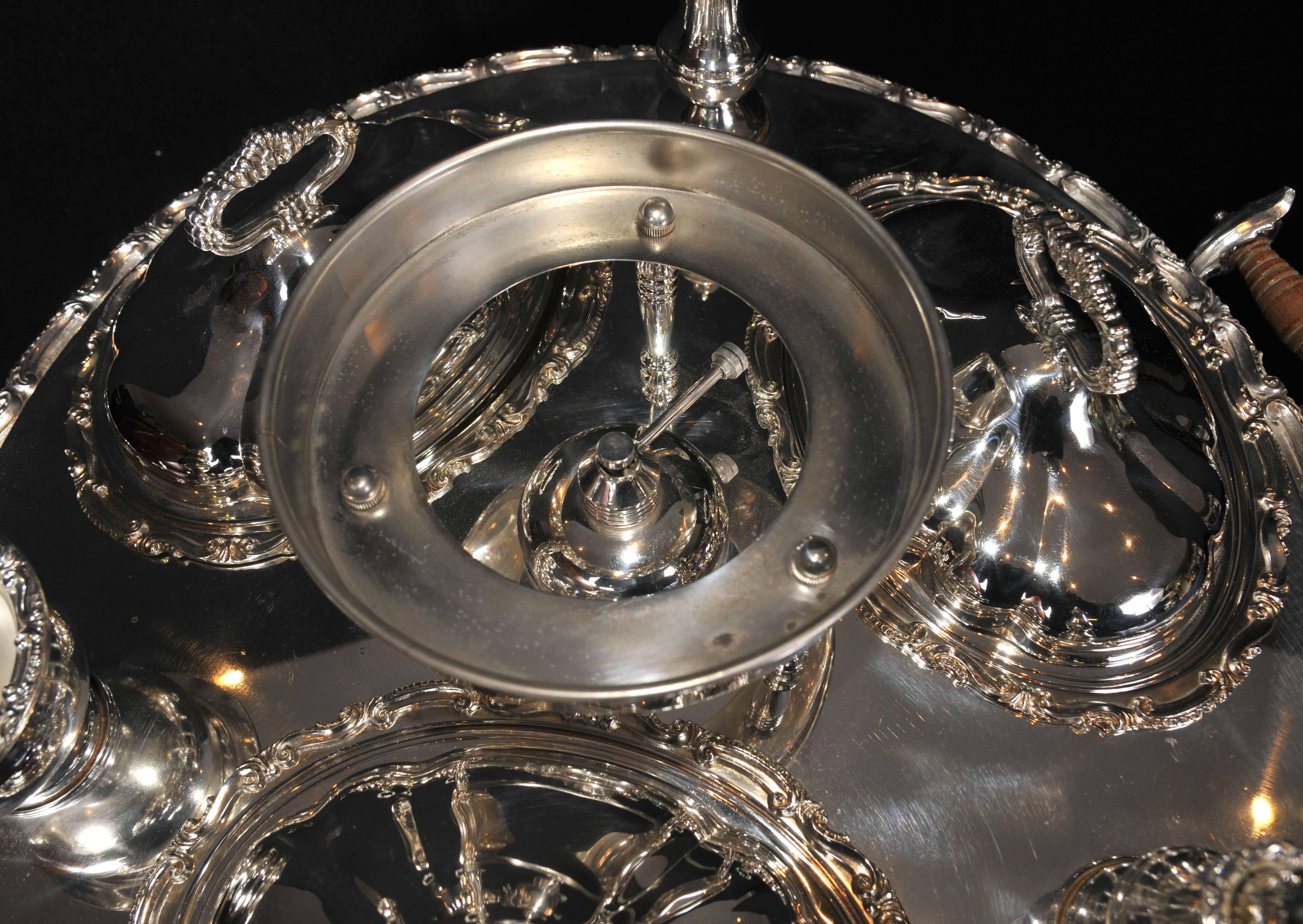 English Victorian Style Silver Plate Lazy Susan Server For Sale 3
