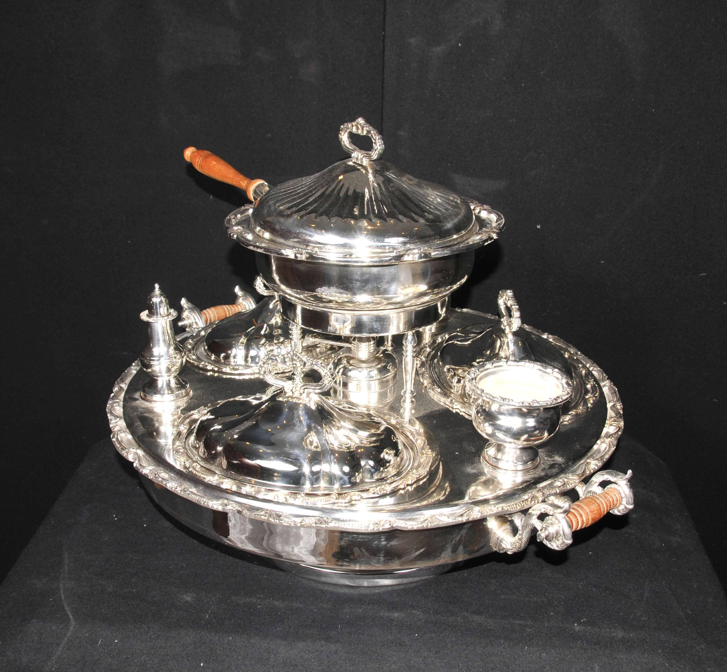 English Victorian Style Silver Plate Lazy Susan Server For Sale 5