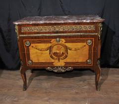 Antique French Commode Marquetry Inlay Chest Drawers Empire
