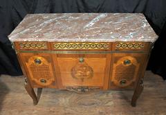 French Empire Antique Commode Chest Drawers Cherub Inlay