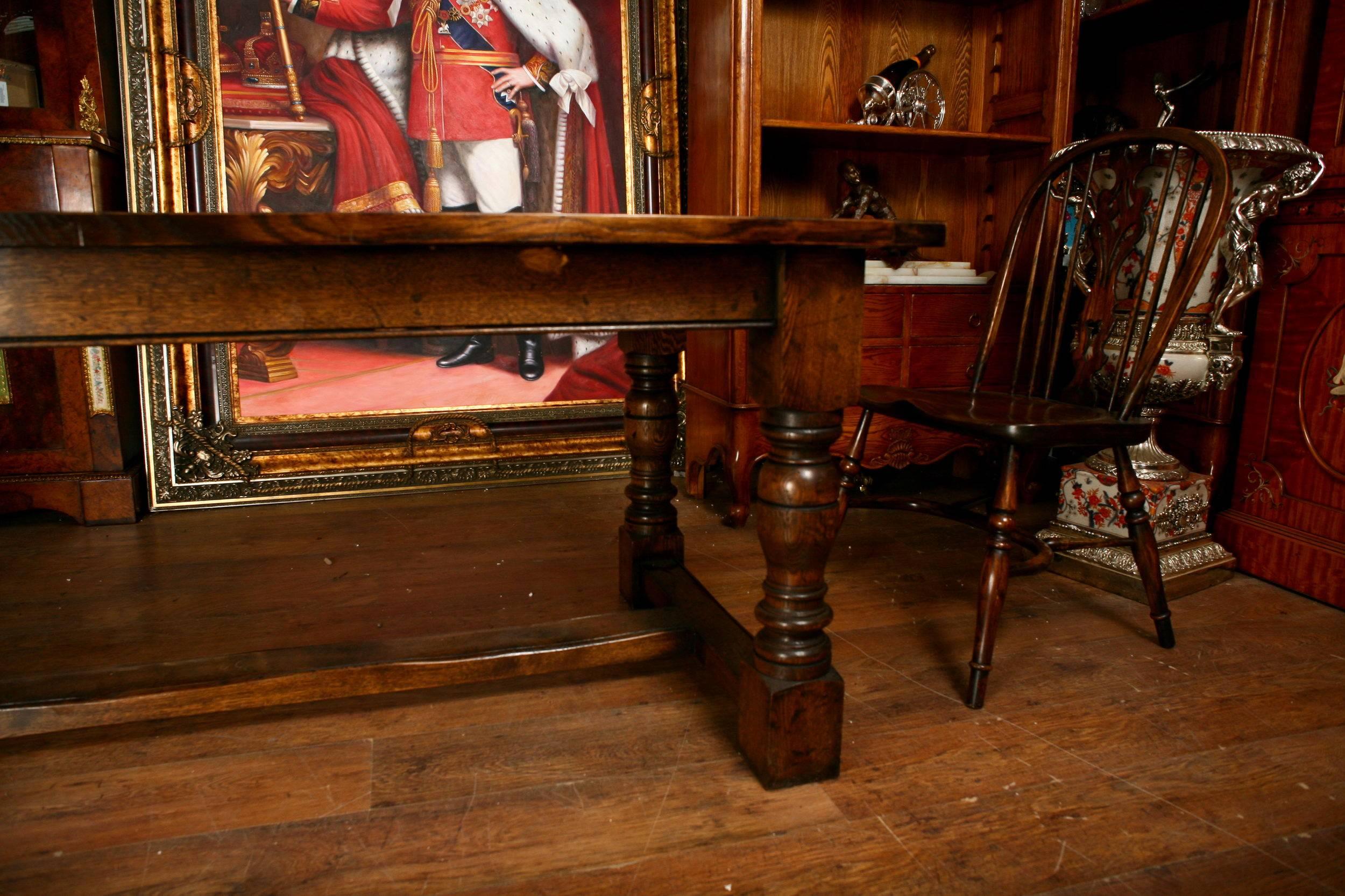 Extending Oak Refectory Table Farmhouse Dining Table For Sale 2